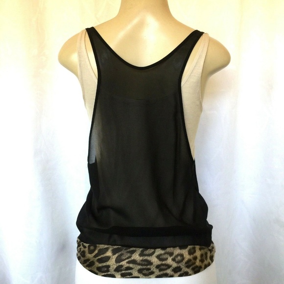 BARBARA BUI Silk top Black Nude Animal Print Layer - Picture 5 of 7